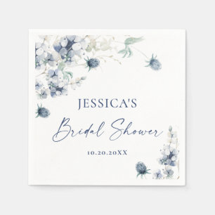 Elegant Dusty Blue Winter Foliage Bridal Shower Napkin