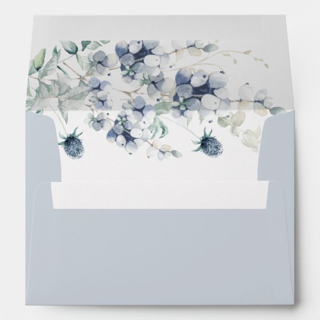 Elegant Dusty Blue Winter Foliage for 5x7 card Envelope (Back (Bottom))