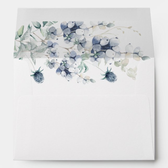 Elegant Dusty Blue Winter Foliage for 5x7 card Envelope (Back (Bottom))