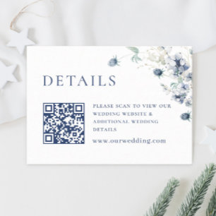 Elegant Dusty Blue Winter Foliage Wedding Details Enclosure Card
