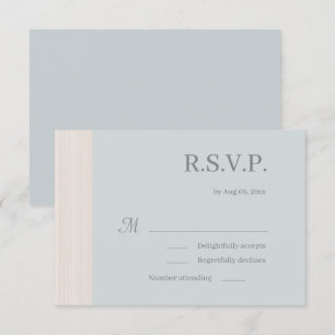 Elegant Dusty Blue Wood Grain Stripes Wedding RSVP Invitation