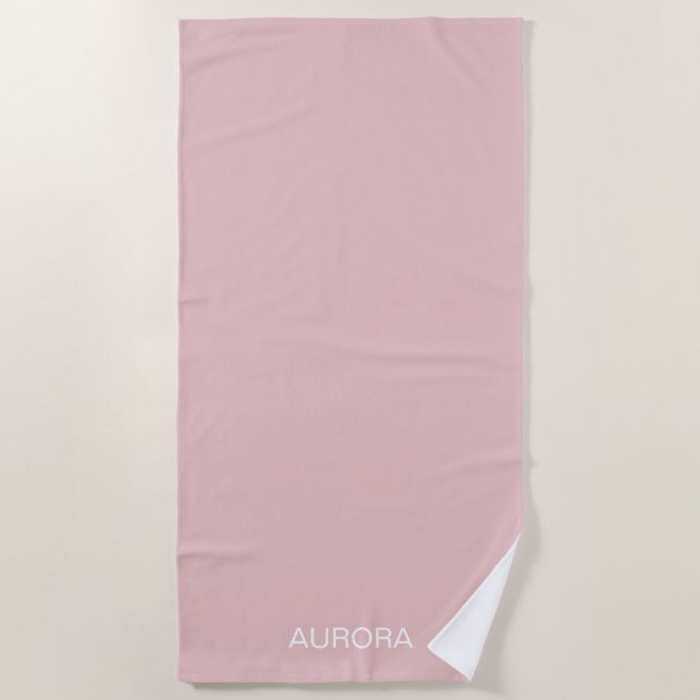 Elegant Dusty Blush Personalized Name -  Beach Towel (Front)