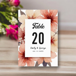 Elegant Dusty Blush Pink Watercolor Floral Wedding Table Number