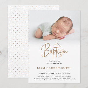 Elegant Dusty Cream Scallops Christening Baptism I Invitation