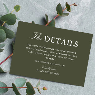 Elegant Dusty Green Classic Wedding Information Enclosure Card