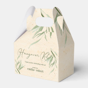 Elegant ,Dusty Green Leaves, Craft Paper Favor Box
