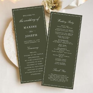 Elegant Dusty Green Script Classic Wedding Program