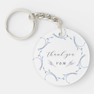 Elegant Dusty Light Blue Circle style Thank You Keychain