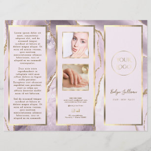 Elegant Dusty Lilac and Gold Agate Brochure