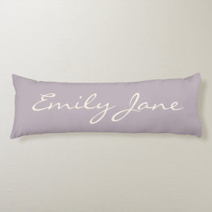 Elegant Dusty Lilac Handwritten Script Name Custom Body Pillow