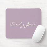 Elegant Dusty Lilac Handwritten Script Name Custom Mouse Pad<br><div class="desc">This custom mouse pad features your name in beautiful handwritten script lettering on a stylish dusty lilac background. Great gift idea.</div>