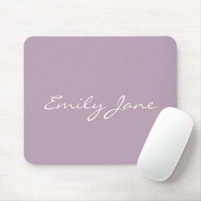 Elegant Dusty Lilac Handwritten Script Name Custom Mouse Pad (With Mouse)