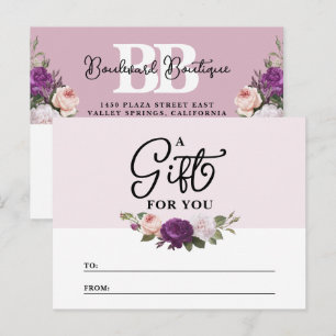Elegant Dusty Mauve Floral Gift Certificate Card