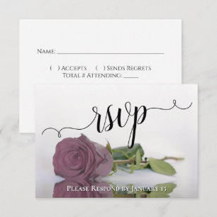 Elegant Dusty Mauve Pink Reflecting Rose Wedding RSVP Card