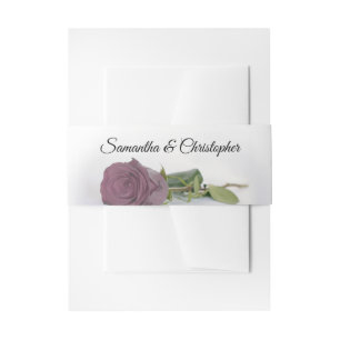 Elegant Dusty Mauve Pink Rose Simple Glam Wedding Invitation Belly Band