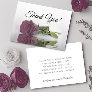 Elegant Dusty Mauve Pink Rose Simple Wedding Thank You Card