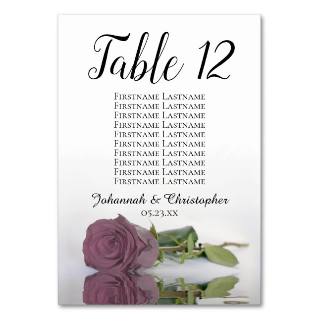 Elegant Dusty Mauve Rose Seating Chart Wedding Table Number (Front)