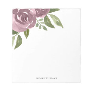 Elegant Dusty Mauve Watercolor Floral Notepad