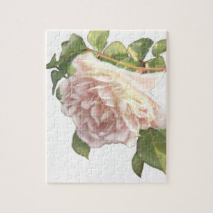 Elegant dusty peachy orange white floral rose jigsaw puzzle