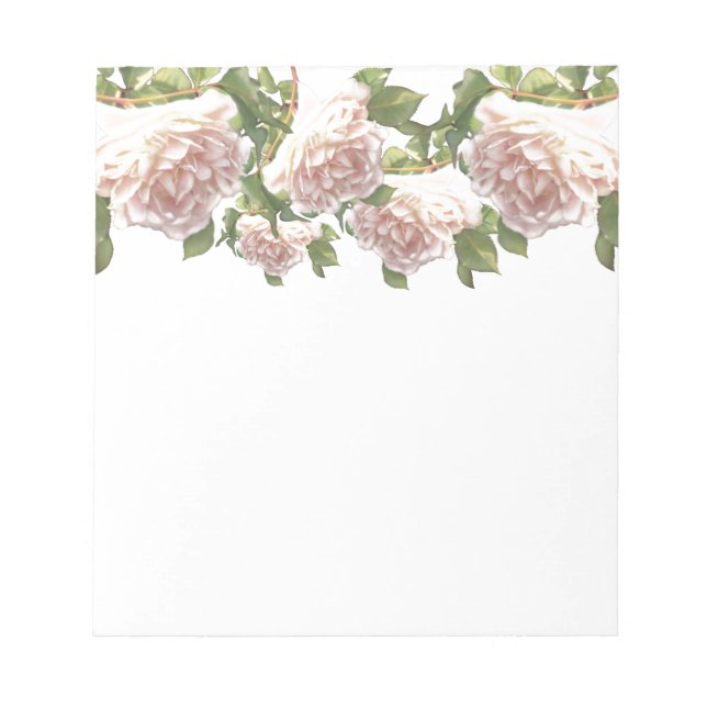 Elegant dusty peachy orange white floral rose notepad (Front)