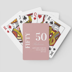 Elegant Dusty Pink 50th Birthday Name Playing Cards