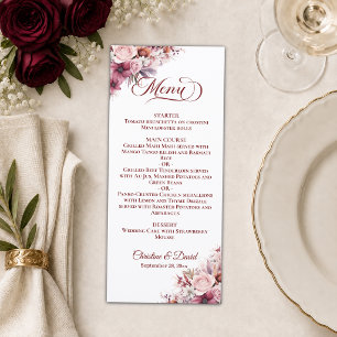 Elegant Dusty Pink Boho Floral Wedding Menu