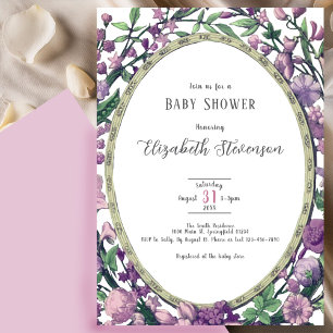Elegant Dusty Pink Botanical Floral Baby Shower  Invitation