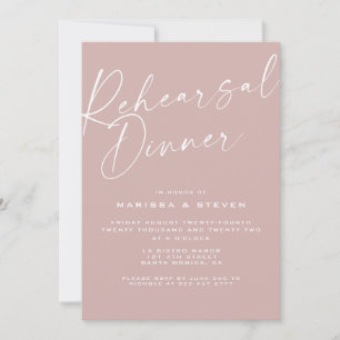 Elegant Dusty Pink Calligraphy Rehearsal Dinner Invitation