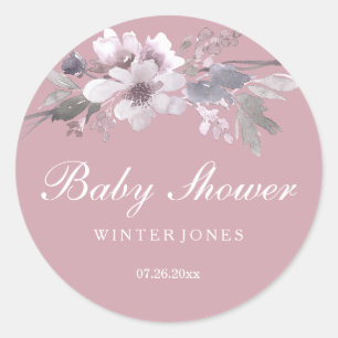 Elegant Dusty Pink Floral Baby Shower Sticker