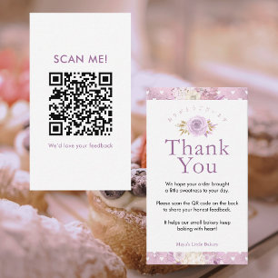 Elegant Dusty Pink Floral Leave a Review QR Code Business Card