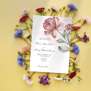 Elegant Dusty Pink Floral Wedding Invitation