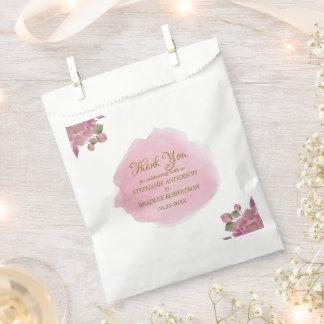 Elegant Dusty Pink Floral Wedding Thank You Favour Bag