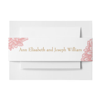 Elegant Dusty Pink Floral Wraparound Wedding Invitation Belly Band
