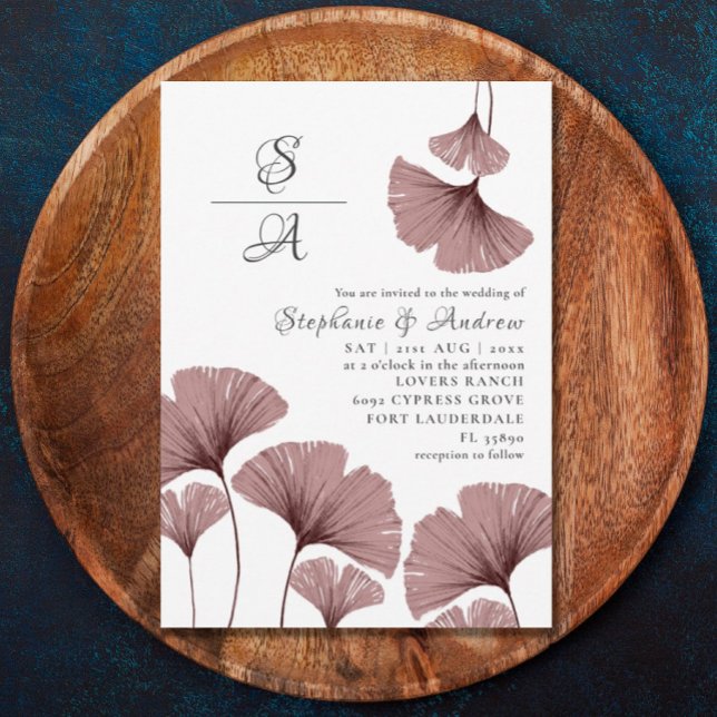 Elegant Dusty Pink Foliage Wedding  Invitation (Creator Uploaded)
