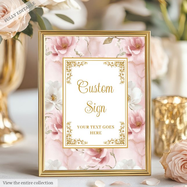 Elegant Dusty Pink Gold Floral Wedding Custom Sign (Elegant Dusty Pink Gold Floral Wedding Custom Sign

)