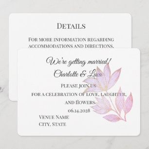 ​Elegant Dusty Pink Grey Hand-Drawn Floral Wedding Invitation