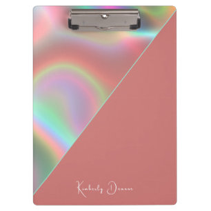 Elegant Dusty Pink Holographic Notebook Clipboard