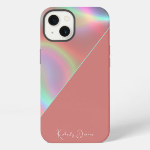 Elegant Dusty Pink Holographic Notebook iPhone 13 Case