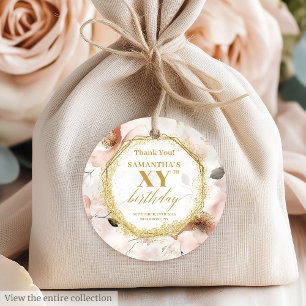 Elegant Dusty Pink Ivory Gold Birthday Favour Tags