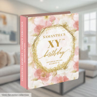 Elegant Dusty Pink Ivory Gold Birthday Ring Binder