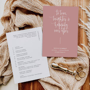 Elegant Dusty Pink Modern Minimal Script Wedding Program