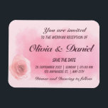 Elegant dusty pink rose floral wedding magnet<br><div class="desc">Elegant dusty pink rose floral wedding invitation magnet,  perfect for a romantic wedding. You can edit text,  color or background.</div>
