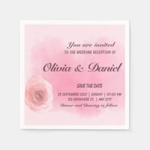 Elegant dusty pink rose floral wedding party napkin