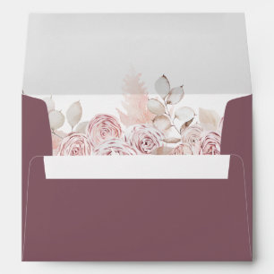 Elegant Dusty Pink Watercolor Floral Envelope 5x7 