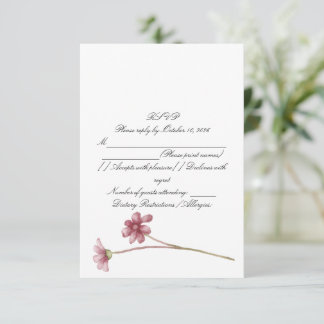 Elegant Dusty Pink Watercolor Wedding RSVP Card