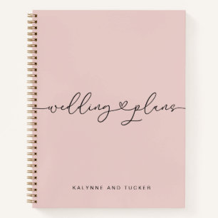 Elegant Dusty Pink Wedding Plans Heart Notebook