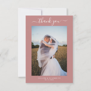 Elegant Dusty Pink Wedding Thank You Card v2