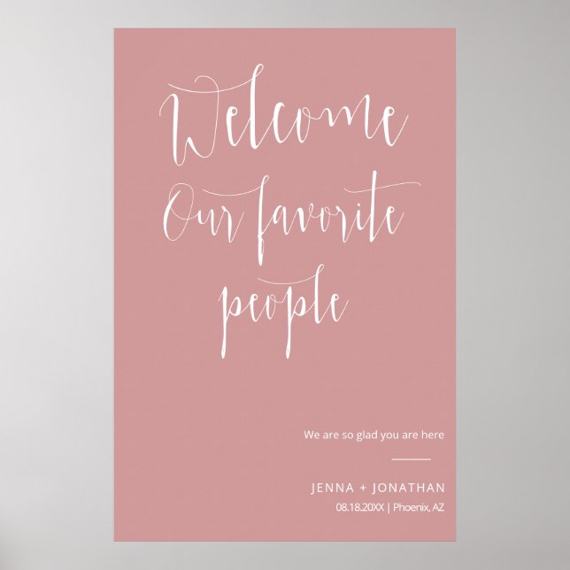 Elegant Dusty Pink Welcome Wedding Ceremony Sign (Front)