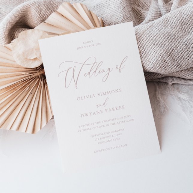 Elegant Dusty Pink & White Modern Wedding Invitation (Creator Uploaded)