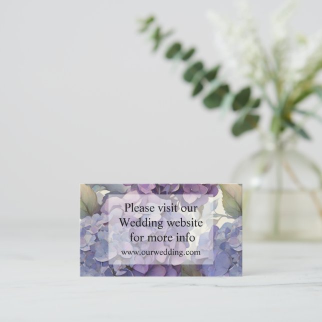 Elegant dusty purple blue watercolor hydrangeas  enclosure card (Standing Front)